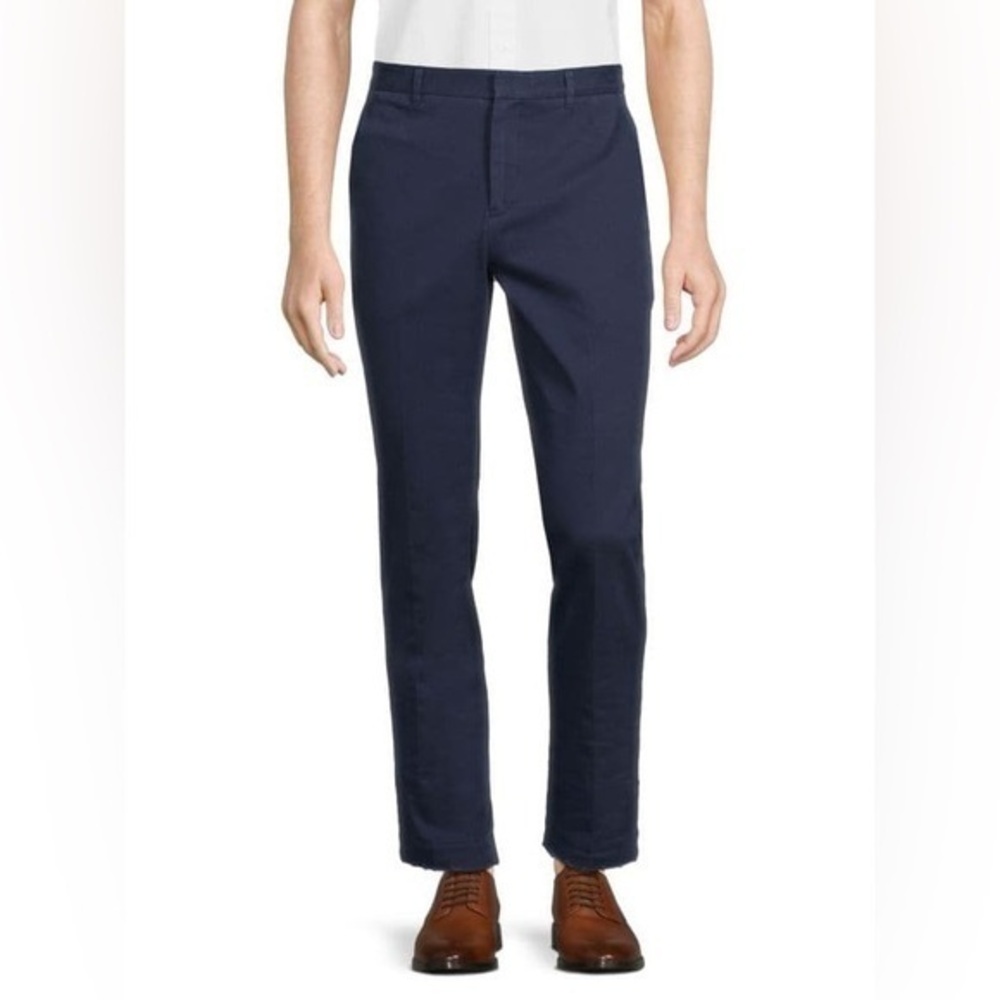 ATM Slim Fit Flat Front Twill Pants - Midnight, Size 36